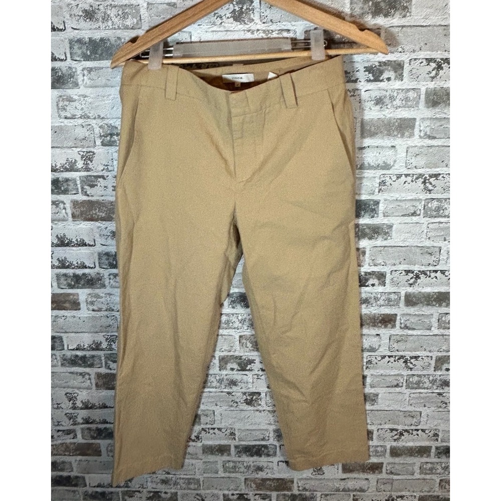 Vince Womens Tan 100% Cotton Tailored Straight Leg Trousers Size 0 NWT